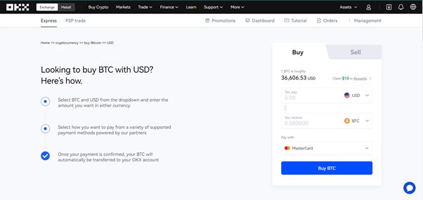 How to buy cryptos on OKX